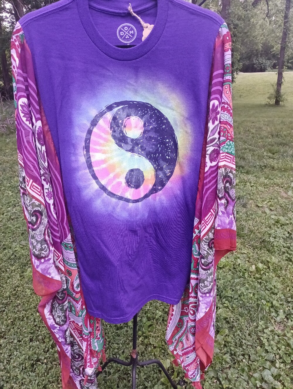 Kimono Sleeve Boho Tea, 00AK, Upcycled Boutique Top, Handmade Wearable Art